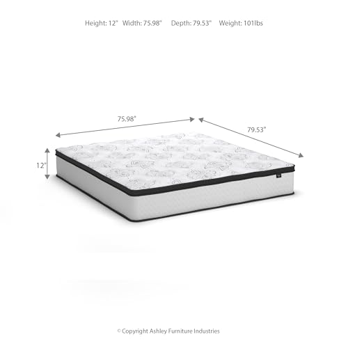 Signature Design by Ashley King Size Chime 12 Inch Medium Firm Hybrid Mattress with Cooling Gel Memory Foam for Pressure Relief