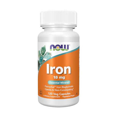 NOW Foods Supplements, Iron 18 mg, Non-Constipating*, Essential Mineral, 120 Veg Capsules