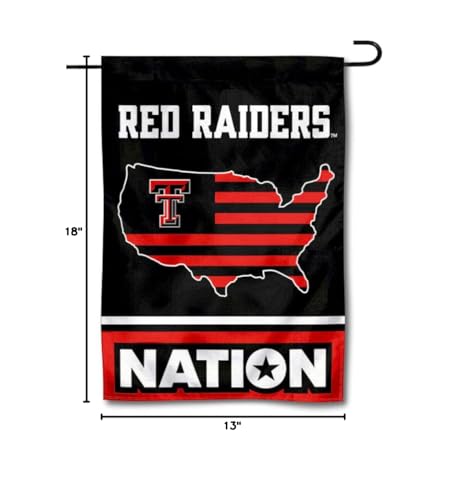 College Flags & Banners Co. Texas Tech Red Raiders Garden Flag with USA Stars and Stripes