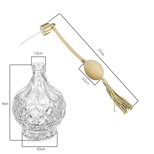 80ml Clear Crystal Vintage Style Perfume Bottle Gold Long Spray Tassels Atomizer Pump Refillable Glass Bottles Makeup Tool