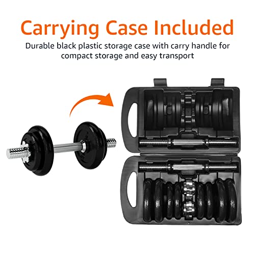 Amazon Basics Adjustable Dumbbell Hand Weight Set, 40 Pounds, Black