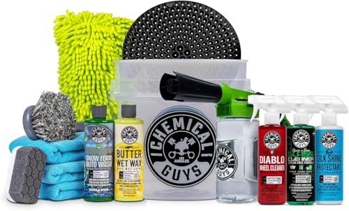 Chemical Guys HOL126 14-Piece Arsenal Builder Car Wash Kit with Foam Gun, Bucket, and (5) 16 oz Car Care Cleaning Chemicals, Gift for Car & Truck Lovers, Dads and DIYers (Works w/Garden Hose)