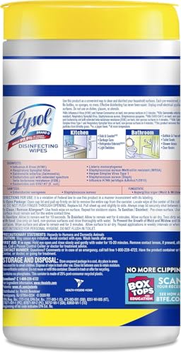 Lysol Disinfecting Wipes Bundle, Home Apartment Dorm Room Essentials and Cleaning Supplies, All Purpose Cleaner, Multi-surface Cleaning Wipes, Lemon and Lime Sanitizing Wipes Bundle, 80 Count