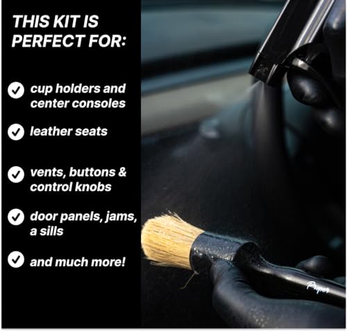 PROPER DETAILING CO. Car Detailing Kit Interior Cleaner, Get Professional Results - Car Interior Cleaning Kit includes 16 oz. interior cleaner, premium boars hair detail brush, and 2 microfiber towels