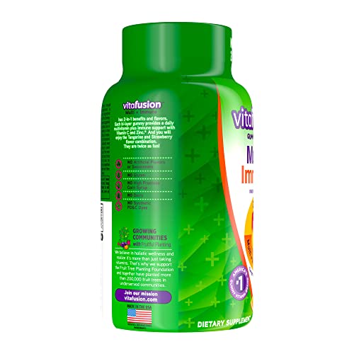 Vitafusion Multi+ Immune Support* – 2-in-1 Benefits & Flavors – Adult Gummy Vitamins with Vitamin C, Zinc, Daily Multivitamins, 90 Count