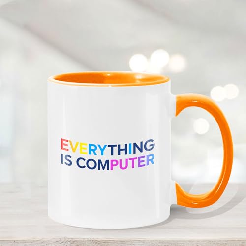9YLOVEMM Everything Is Computer Funny Tech Digital Age Humor Trending Meme 11oz Accent Mugs, 15oz Ceramic Mug, Coffee Mug