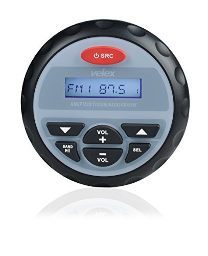 Waterproof Bluetooth Marine Stereo Receiver with MP3 Player AM FM Radio and USB for Streaming Music on Boats Golf Carts ATV UTV and Spa Hot Tubs