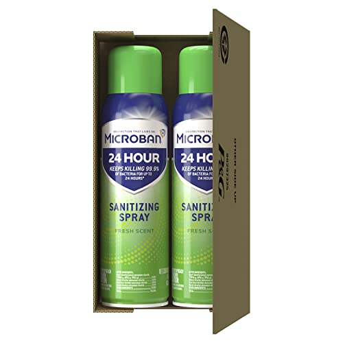 MICROBAN Disinfectant Spray, 24 Hour Sanitizing and Antibacterial Spray, Sanitizing Spray, Fresh Scent, 2 Count (15oz Each)