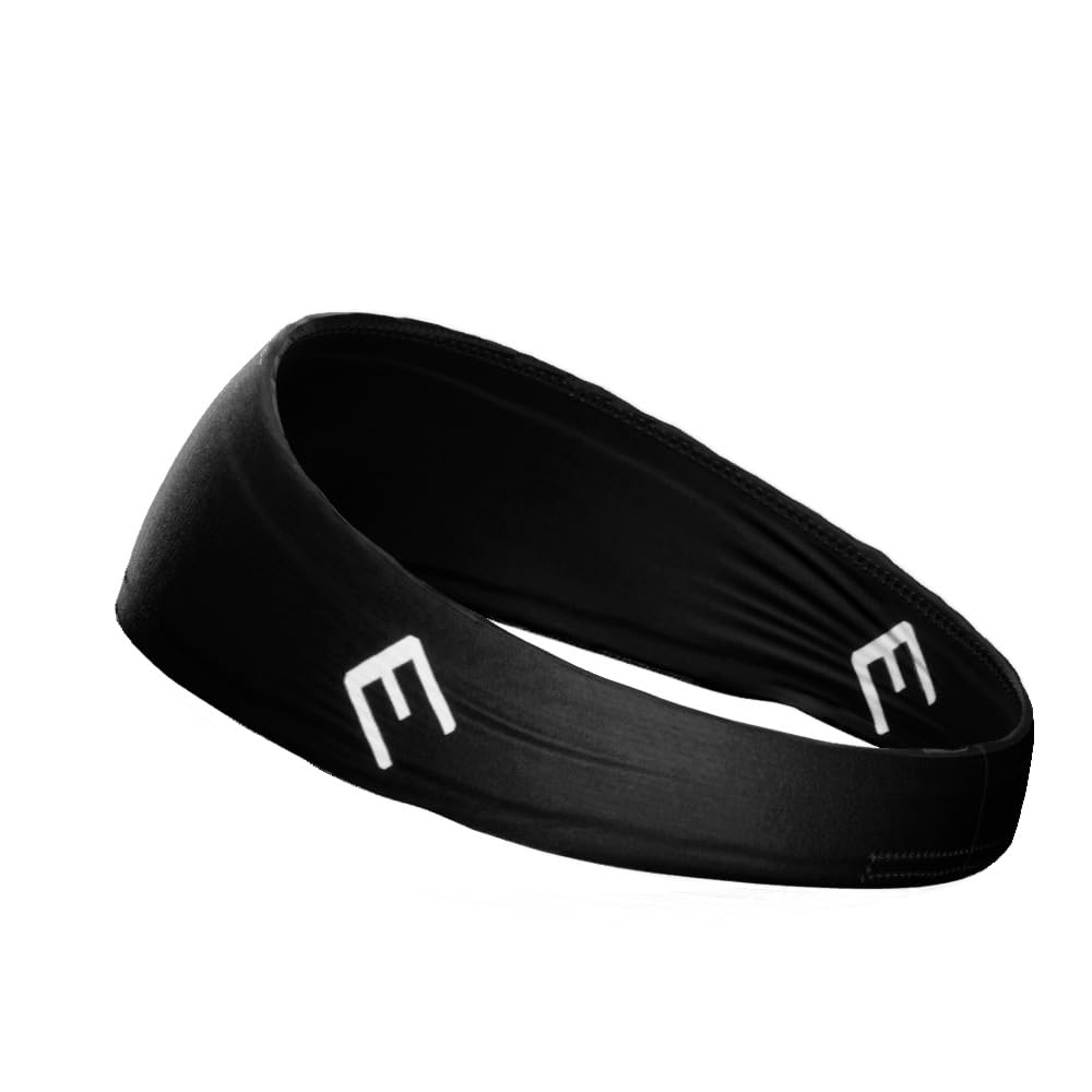 Unisex Headband/Sweatband. Best for Sports, Fitness, Working Out, Yoga. Tapered Design. (Solid Black)