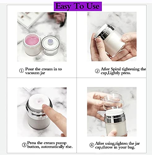 Furnido Refillable Airless Pump Jars,Empty Acrylic Makeup Cosmetic Containers, Travel Lotion With Lid for Thick Moisturizer,Skincare Cream, 2 Pack, 1 oz, White