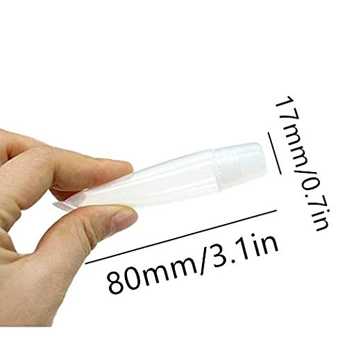 Aoshang 10Pcs 8ml Mini Refillable Empty Tubes Lip Gloss Balm Clear Cosmetic Containers Soft Tubes with 3pcs Free 5ml Plastic Syringes