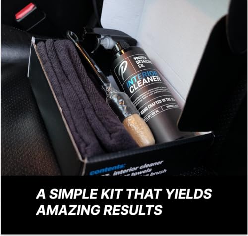 PROPER DETAILING CO. Car Detailing Kit Interior Cleaner, Get Professional Results - Car Interior Cleaning Kit includes 16 oz. interior cleaner, premium boars hair detail brush, and 2 microfiber towels