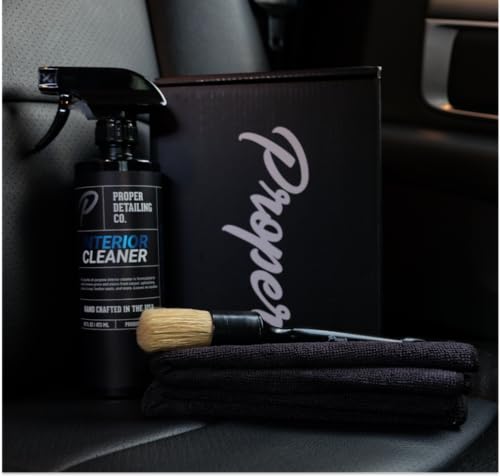 PROPER DETAILING CO. Car Detailing Kit Interior Cleaner, Get Professional Results - Car Interior Cleaning Kit includes 16 oz. interior cleaner, premium boars hair detail brush, and 2 microfiber towels