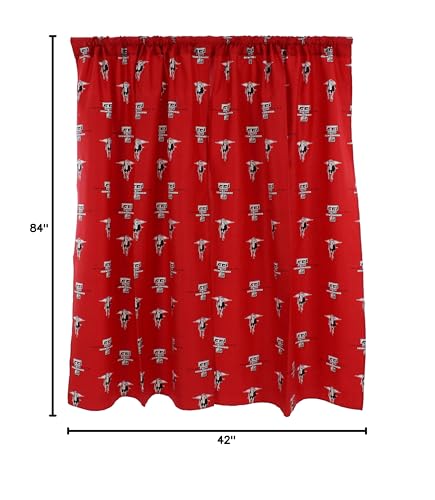 College Covers Everything Comfy Texas Tech Red Raiders Curtain Panel Set, 2 Panels, 2 Matching Tie Backs, 42 inches Wide by 84 inches Long