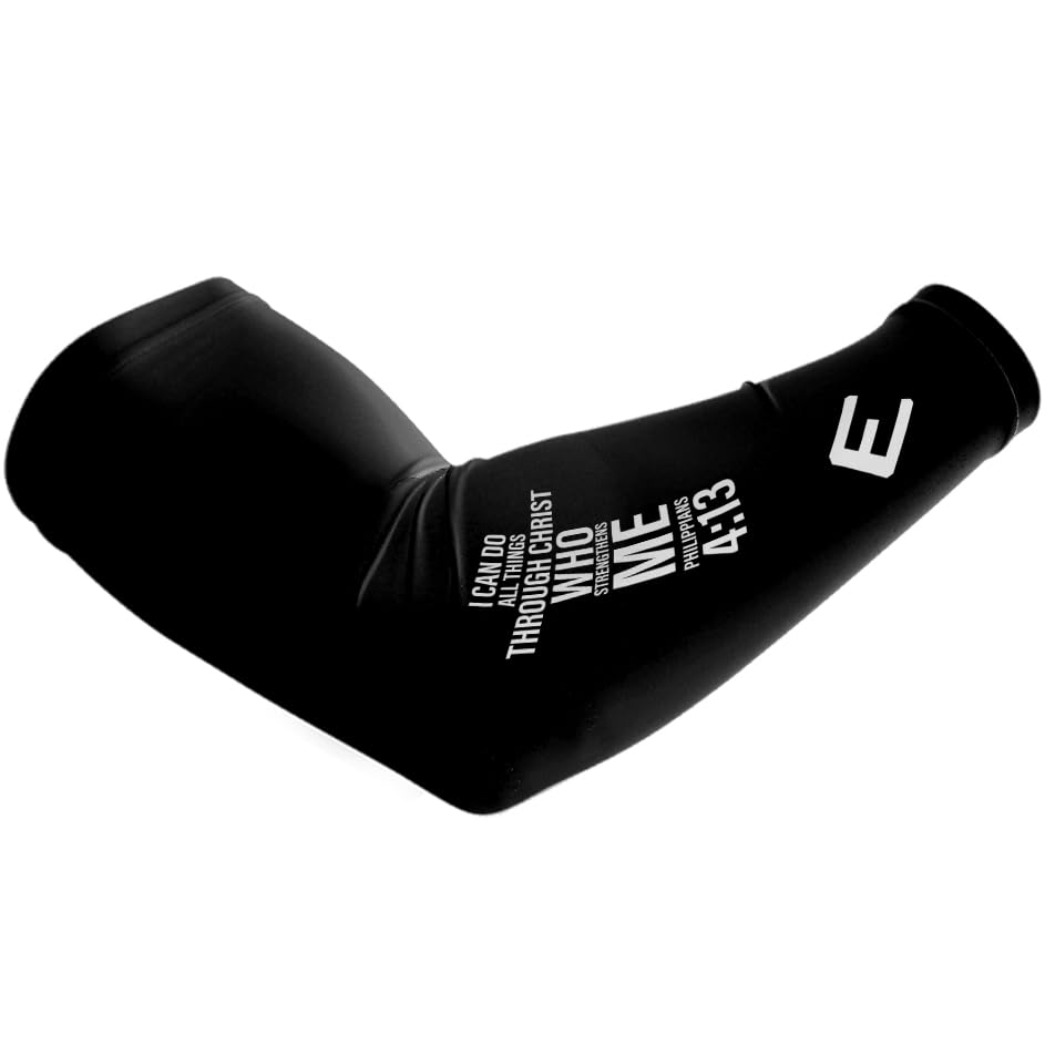 Elite Athletic Gear Religous Compression Arm Sleeves - Youth & Adult Sizes - Sports & Fitness - Sold Individually (Philippians 4:13 Cross, YOUTH)