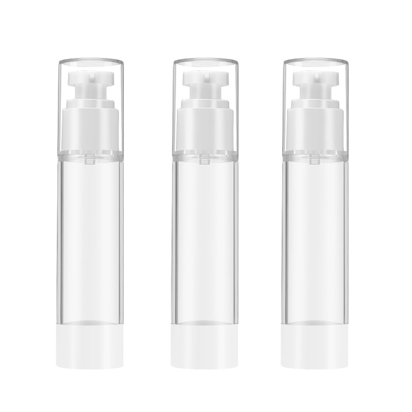 Qeuly 3 Pack Airless Pump Bottles 0.5 oz Travel Size Pump Bottle Lotion Container Refillable Cosmetic Pump Dispensers for Foundation Moisturizer Shampoo Toiletry (SN-15)