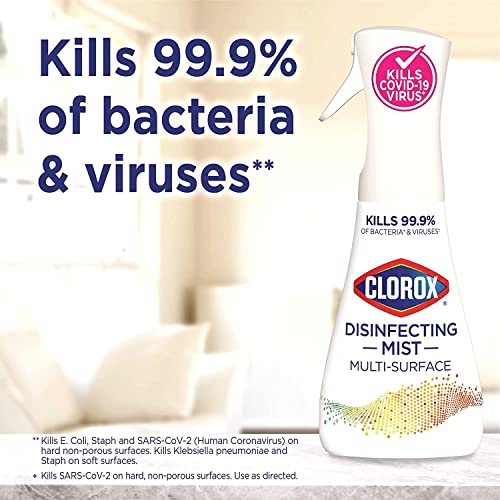 Clorox Cleaning Bundle Disinfecting Mist Lemon and Orange Blossom Scent (1 Spray Bottle & 1 Refill, 16 Fl Oz Each) Disinfecting Wipes (3-Pack, 75ct Each)