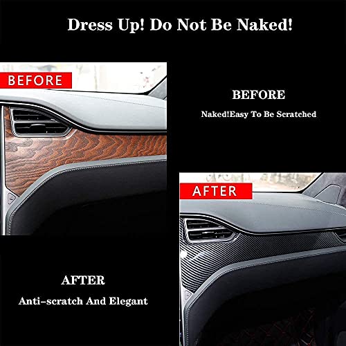 OBL Center Console Dashboard Cover for Tesla Model X Model S 2014-2020 Car Interior Accessories ABS Imitation Carbon Fiber Inner Decoration - Middle Control Trim (Pack of 3)