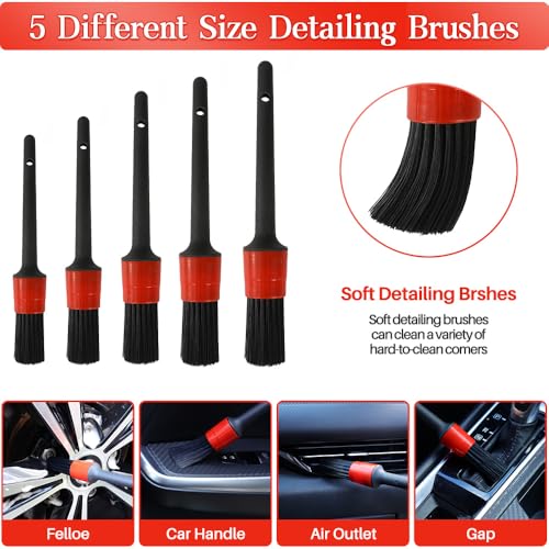 MIANYINGR 30Pcs Car Detaling Brush Set, Interior Car Cleaning Kit, Drill Brush Attachments for Cleaning, Auto Exterior Detail Brushes for Wheel Tire Windshield