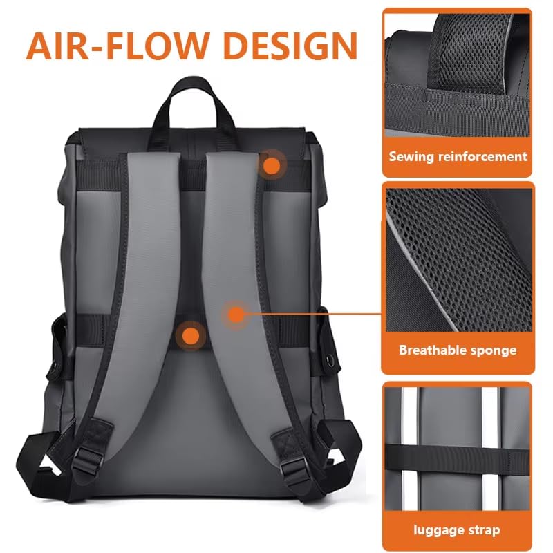 Smart Travel backpack Waterproof,Scratch-Resistant,Camping,Hiking,Sport,school,college Bag,Business,fits up to 15.6 Inch Laptop with built-in USB port & headphones port for Men & Women Black-Gray