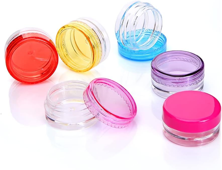 10 Pcs Multicolour Plastic Face Cream Jars Mini Lotion Containers Small Toiletries Pots Empty Refillable Makeup Container Travel Portable Cosmetic Jars for Beauty Products Refillable Containers