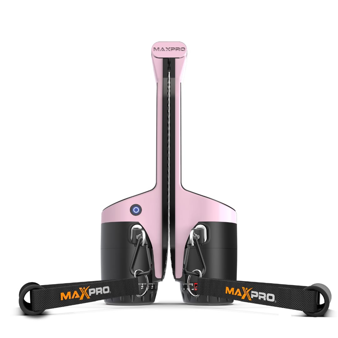 MAXPRO: Portable Smart Cable Gym | As Seen on Shark Tank | All-in-One Portable Workout Machine with Bluetooth & Free APP | Cardio, Strength, Stretching | 5-300lbs Resistance | Power Me Pink