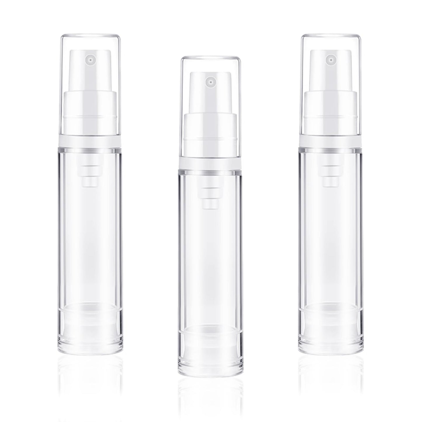 Juxiamal 3pcs Empty Airless Pump Bottles Refillable Clear Travel Lotion Compact Vacuum Press Pump Bottle Cream Cosmetic Container for DIY Foundation, Gel, Lotion, Moisturiser - 10ml
