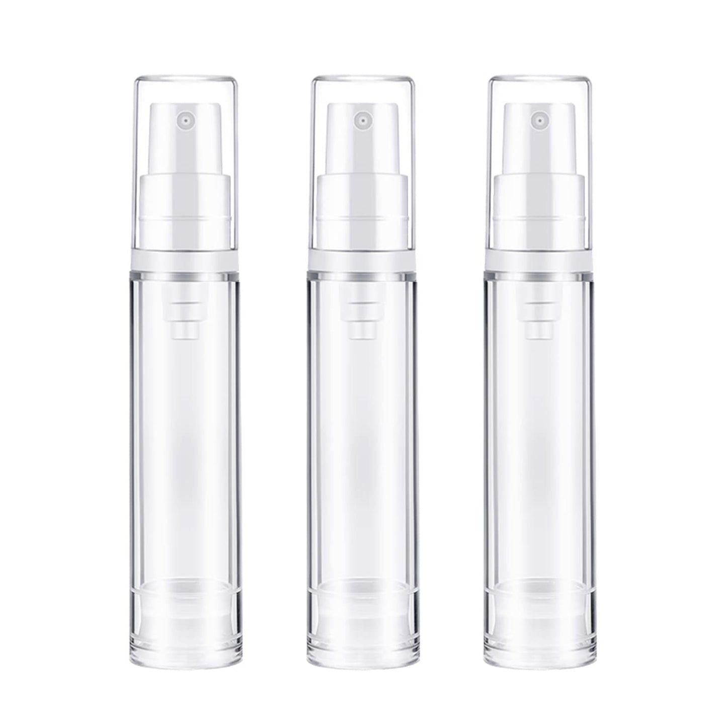BlingKingdom 3pcs Empty Airless Pump Bottle Refillable Clear Travel Lotion Pump Containers Vacuum Cosmetic Container Vacuum Press Pump Bottles for DIY Foundation, Gel, Essence, Moisturiser (10Ml)