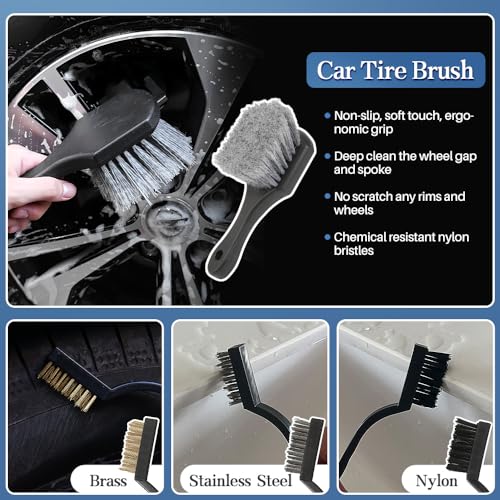 MIANYINGR 30Pcs Car Detaling Brush Set, Interior Car Cleaning Kit, Drill Brush Attachments for Cleaning, Auto Exterior Detail Brushes for Wheel Tire Windshield