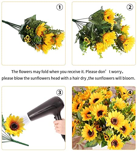 AmyHomie Artificial Sunflower Bouquets,2 Bunches Fake Wildflowers for Baby Shower Home Wedding Spring Decor, Bride Holding Flowers,DIY Garden Craft Art Decor