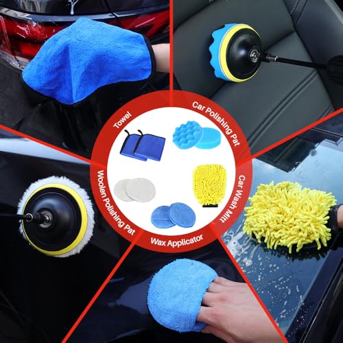 MIANYINGR 30Pcs Car Detaling Brush Set, Interior Car Cleaning Kit, Drill Brush Attachments for Cleaning, Auto Exterior Detail Brushes for Wheel Tire Windshield