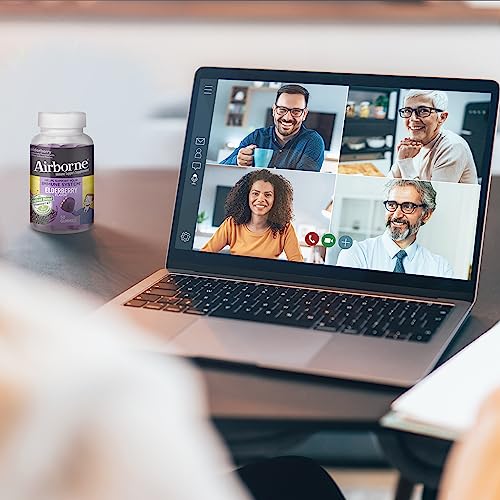 Airborne Elderberry + Zinc & Vitamin C Gummies For Adults, Immune Support Vitamin D & Zinc Gummies With Powerful Antioxidant Vitamins C D & E - 50 Gummies, Elderberry Flavor