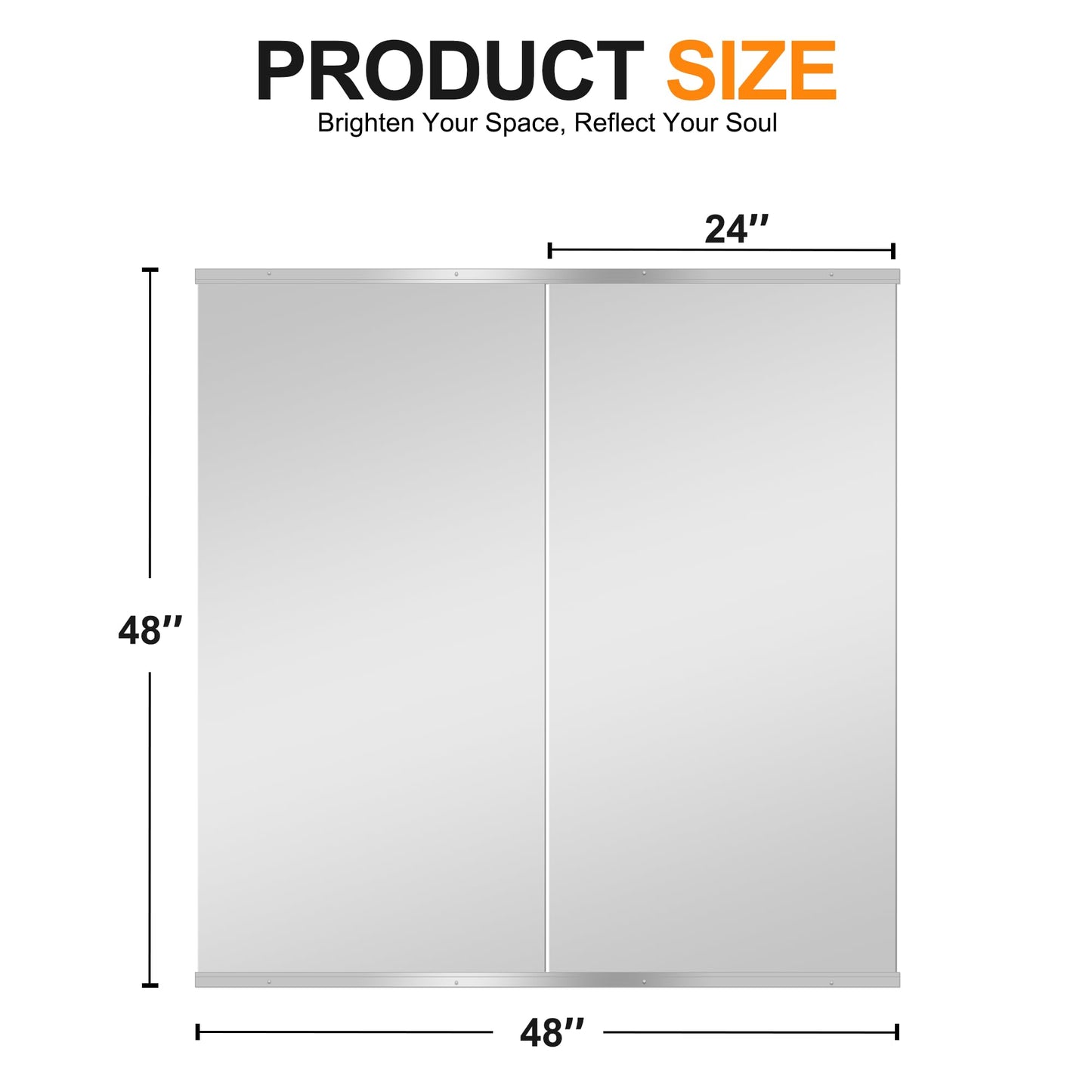 Home Gym Mirror, 48''x24''x2PCS, large Full Body Mirror for Yoga, Glass Frameless Mirror for Wall Mounted, Wall Mirror for Home Gym, Garage, Bedroom, Bathroom (Glass - 48''x24'' - 2PCS)