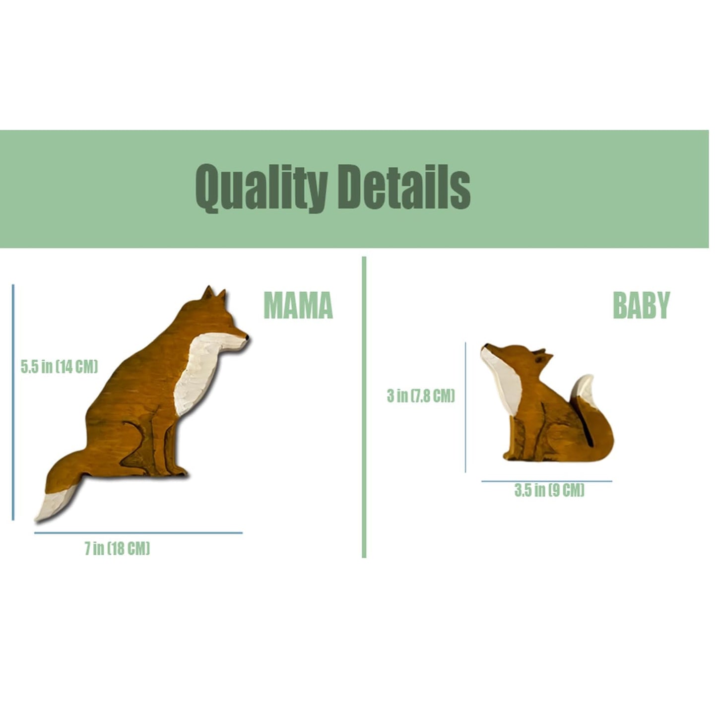 Mama and Baby Fox Door Topper Adorable Fox Shape Statue Door Corner Sculpture for Handcrafted Wood Decor Sign, Creative Wooden Art Figurine Ornament for Garden Living Room Bedroom Office (Baby+Mama)