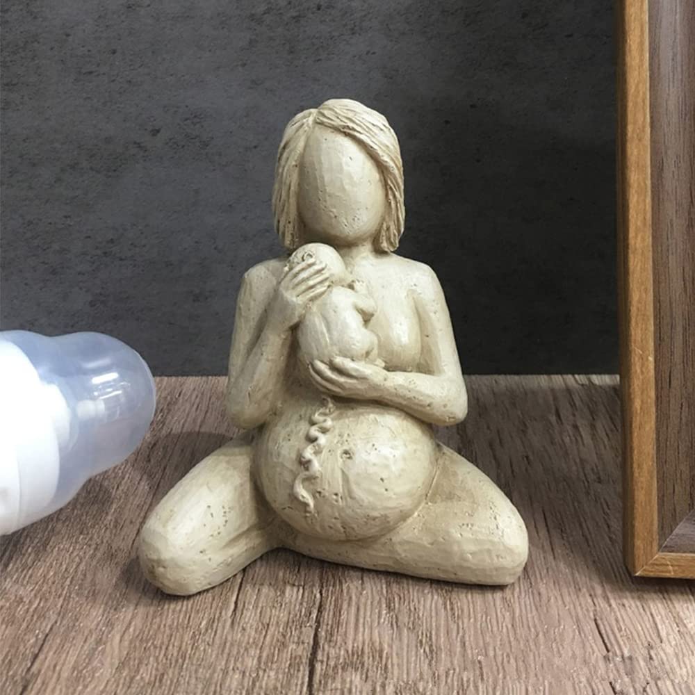 CHBDJY Pregnant Women Body Statue, Woman Postpartum Figure, Great Mother Sculpture for Home Decor, Baby Birth Process Memorial Statue, Collectible Gifts