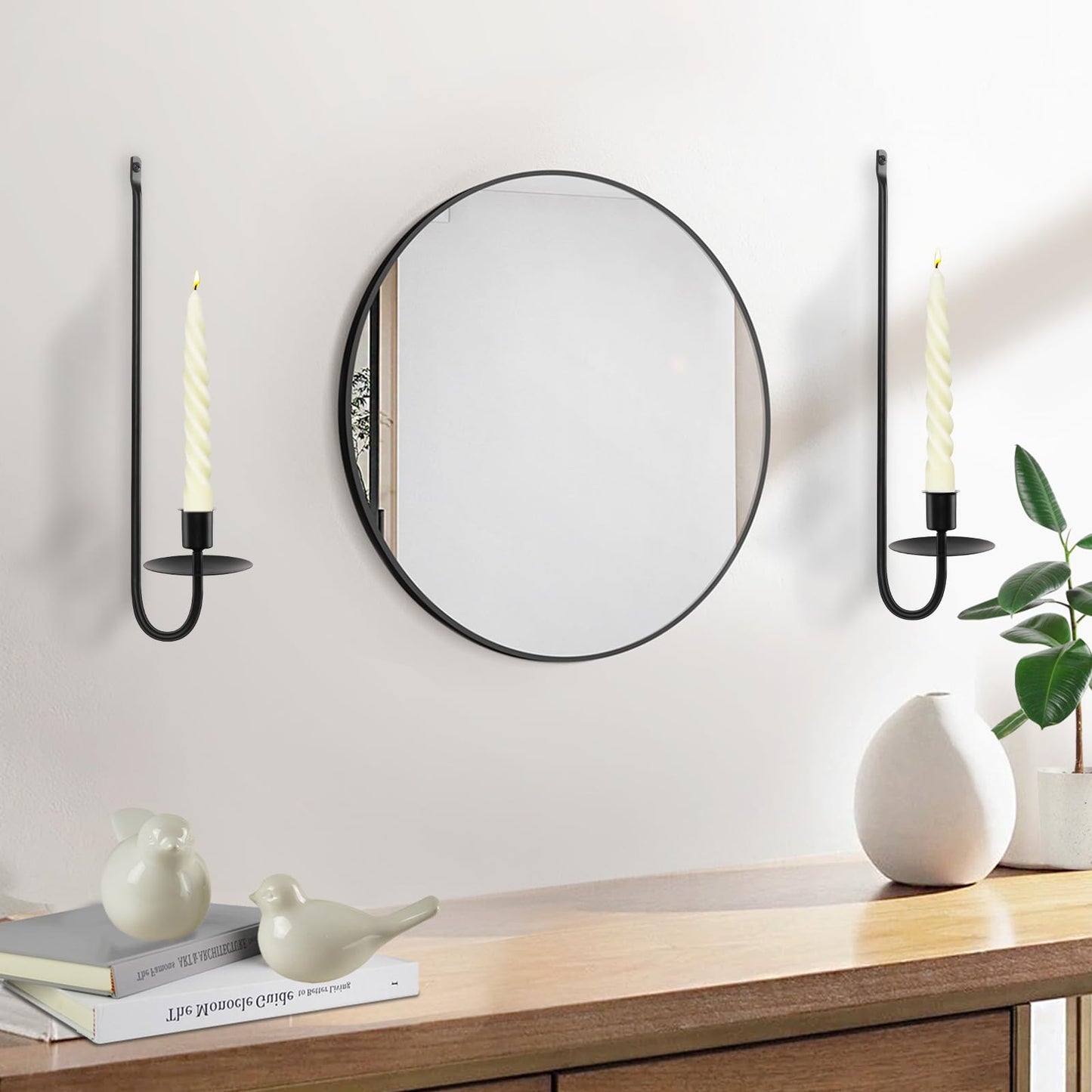 Candle Sconces Set of 2, XAROO Taper & Pillar Wall Candle Holder, Black Wall Sconces Set of Two, Decor for Entryway, Stair Corner, Living Room