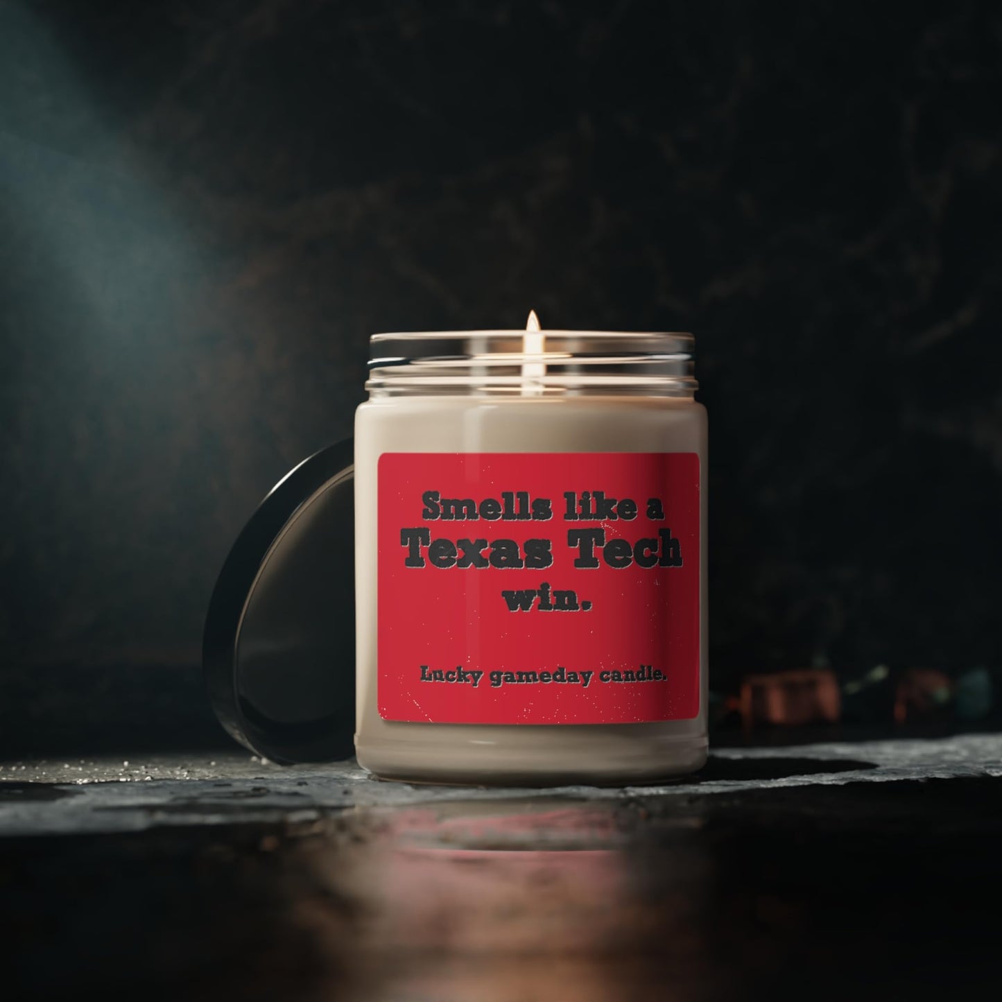 Smells Like a Texas Tech Win Scented Candle, Raiders Football, Wreck 'em, College Football Season, Boyfriend Gift, Gift for Dad, Football Gift for Husband (White Sage + Lavender)