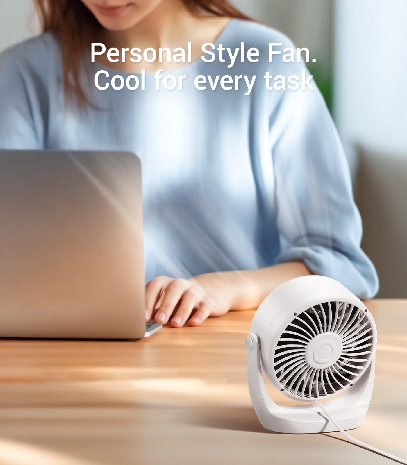 Diveblues USB Desk Turbo Fan, Ultra-Quiet Mini Desk Fan, Powerful Wind, LED Display, 5 Speed, 360° Rotating Small Portable Fan for Home, Office and Outdoor Cool Tech Gadgets - TurboBreeze