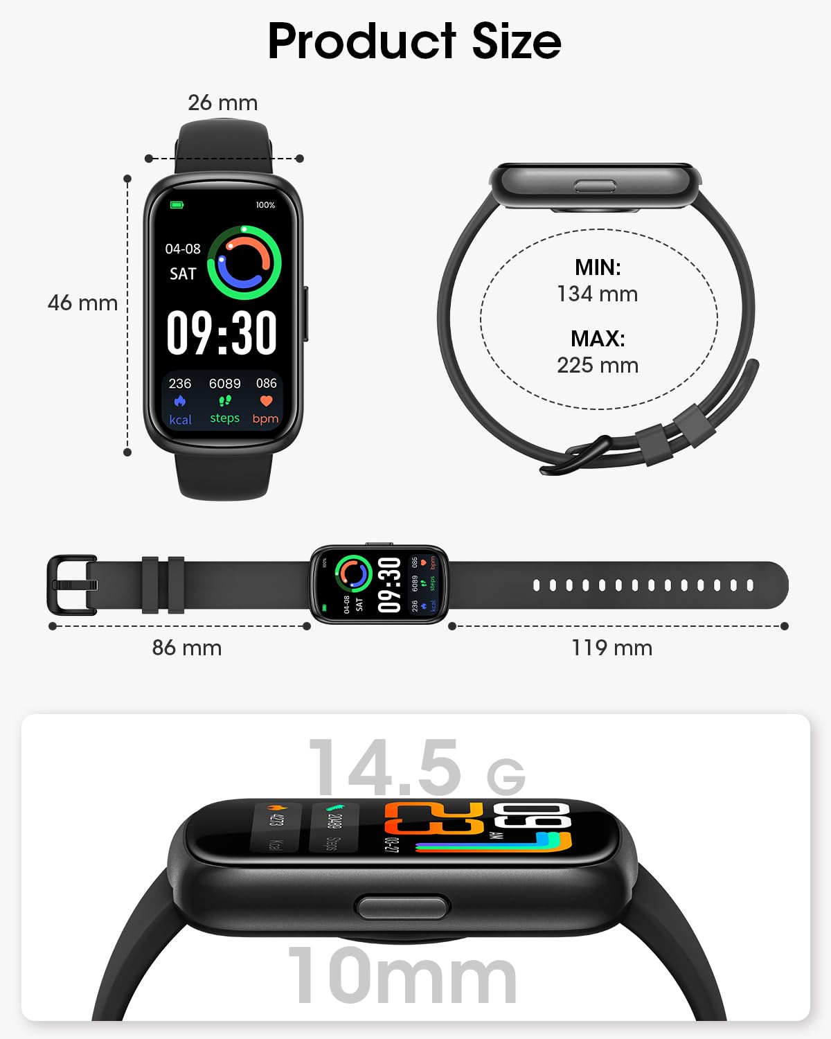 Health Fitness Tracker for Men Women: Activity Trackers with 24H Heart Rate Monitor Blood Oxygen Sleep Tracker Calorie Step Counter 5ATM Waterproof Fitness Smart Watches Compatible with iPhone Android