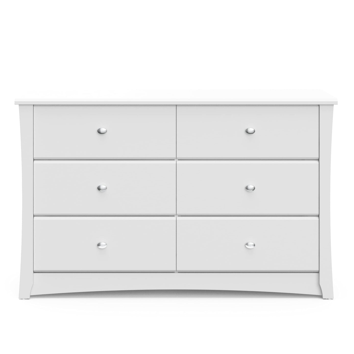 Storkcraft Crescent 6 Drawer Double Dresser (White) – GREENGUARD Gold Certified, Nursery Dresser for Kids Bedroom