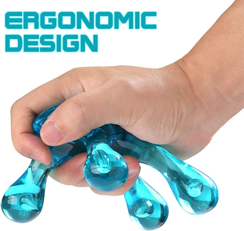 melonsun Palm Massage Tool - Easier Grip Handheld Massage Tool, Four Point Massage Tool, for Deep Tissue Pain Relief (Blue)
