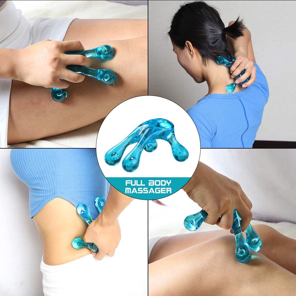 melonsun Palm Massage Tool - Easier Grip Handheld Massage Tool, Four Point Massage Tool, for Deep Tissue Pain Relief (Blue)