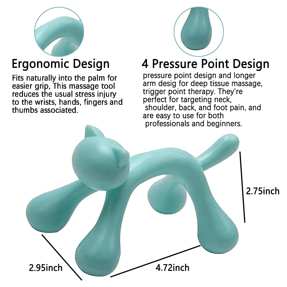 Mnelaeopli Manual Massager Tool, Deep Tissue Massage Tool for Muscles Relaxation, Mini Massager Tool for Back Neck Arm Shoulder Calf Thigh Leg - Blue