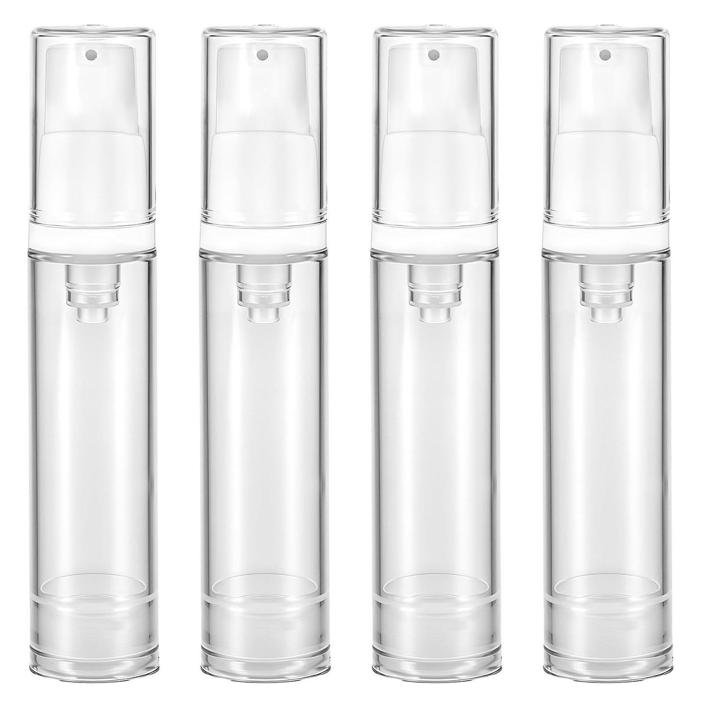 4 Pcs Empty Airless Pump Bottles, Refillable Clear Travel Pump Bottle Lotion Container Vacuum Cosmetic Container Press Pump Bottle for DIY Foundation Gel Lotion Moisturiser Shampoo Toiletry(10ml)