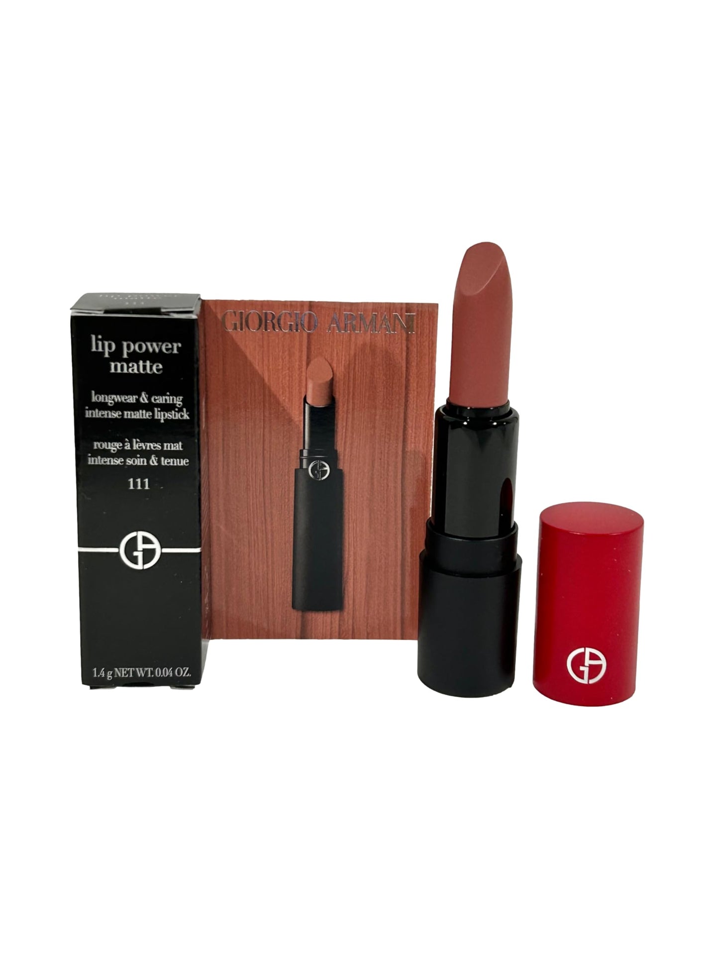 GIORGIO ARMANI LIP POWER MATTE MINI (nude) Longwear Intense Matte Color # 111 (looks NUDE) - 1.4 g / 0.04 oz (MINI/SMALL/SAMPLE SIZE/TRAVEL SIZE) - 3058