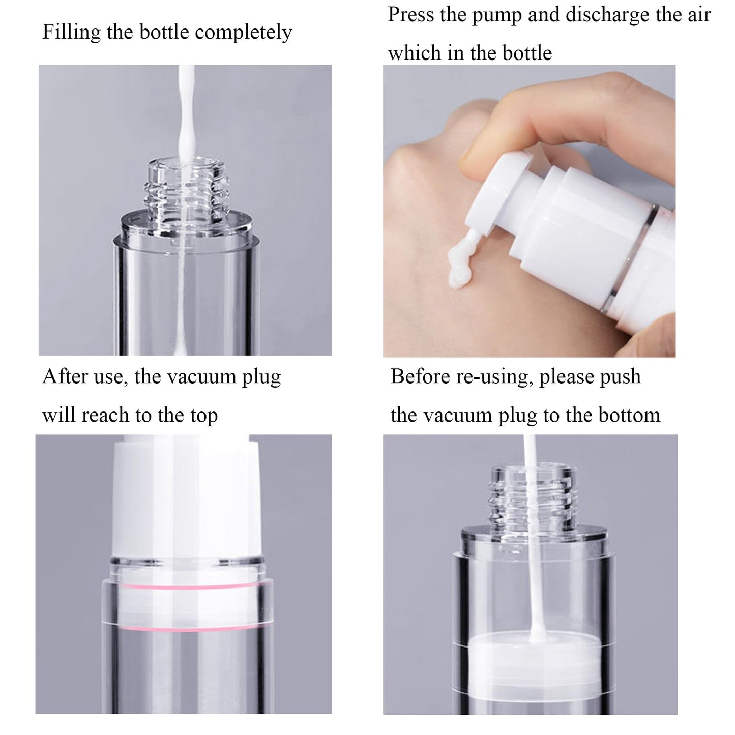 Qeuly 3 Pack Airless Pump Bottles 0.5 oz Travel Size Pump Bottle Lotion Container Refillable Cosmetic Pump Dispensers for Foundation Moisturizer Shampoo Toiletry (SN-15)