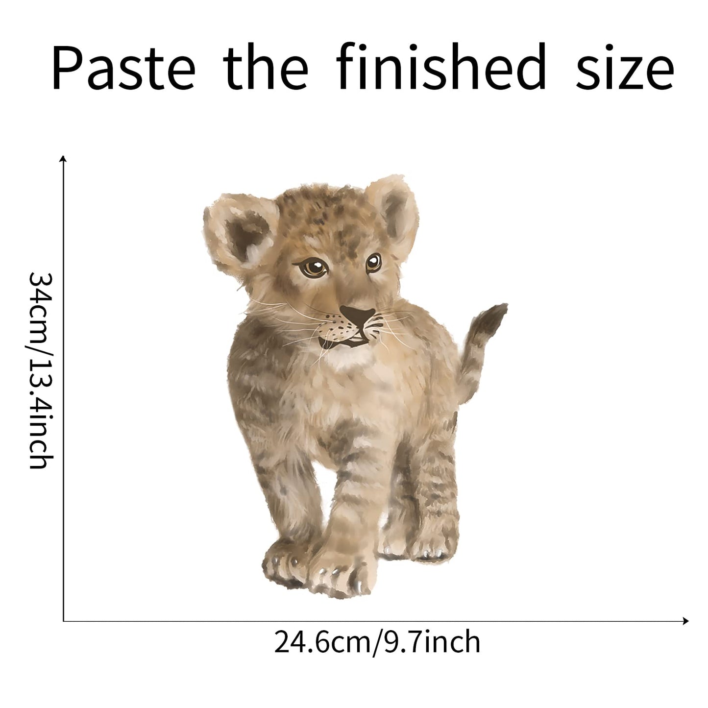 ROFARSO Lifelike Cute Lovely Baby Lion Animal Wall Stickers Removable Wall Decals Peel and Stick Wall Art Decorations Home Decor for Kid Nursery Baby Bedroom Living Room Playing Room Murals