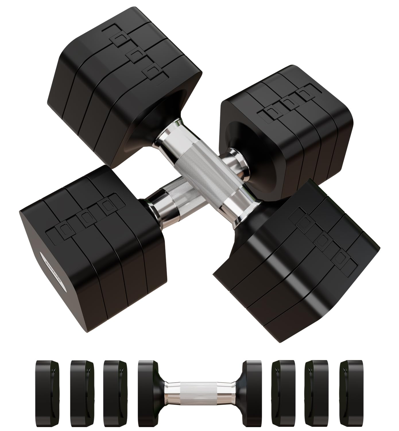20LBS Adjustable Dumbbell Set, 4 in 1 Free Weights Dumbbells Set for Women Men Hand Weights Sets Adjust Dumbbell Weight Sets for Home Gym Exercise Workout Strength Training Equipments, Black