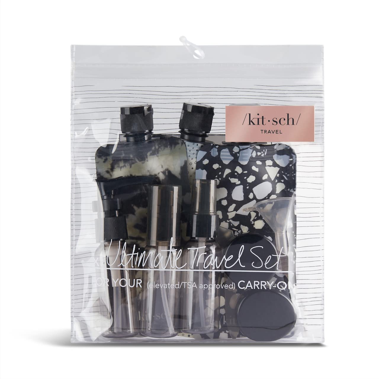 Kitsch Travel Bottles for Toiletries - TSA Approved Bottles, Refillable, Leak-Proof Travel Size Containers, Essentials Kit for Shampoo, Conditioner, Lotion and More - 11 Pack
