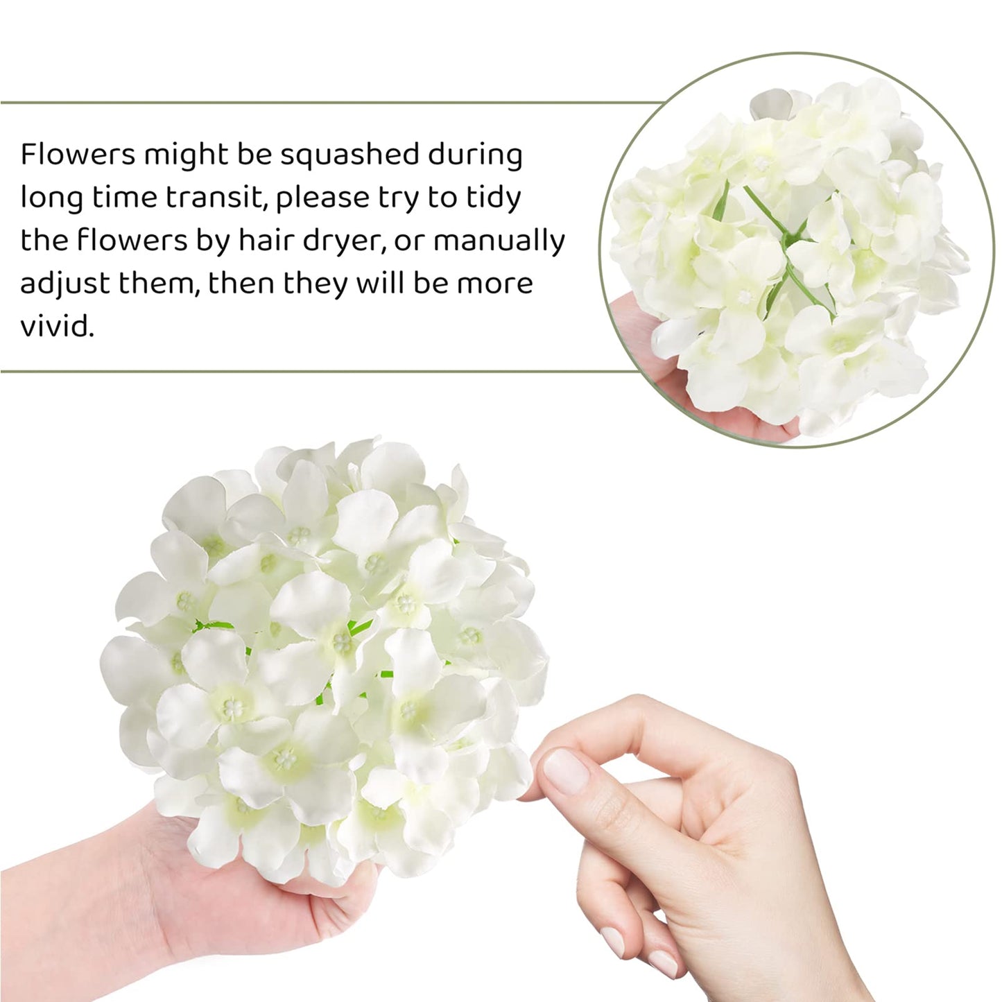 Auihiay 46 PCS Hydrangea Artificial Flowers Silk Hydrangea Heads with Stems, Ivory Artificial Hydrangea Flowers for DIY Wedding Centerpiece, Garden, Home, Party, Baby Shower Decor